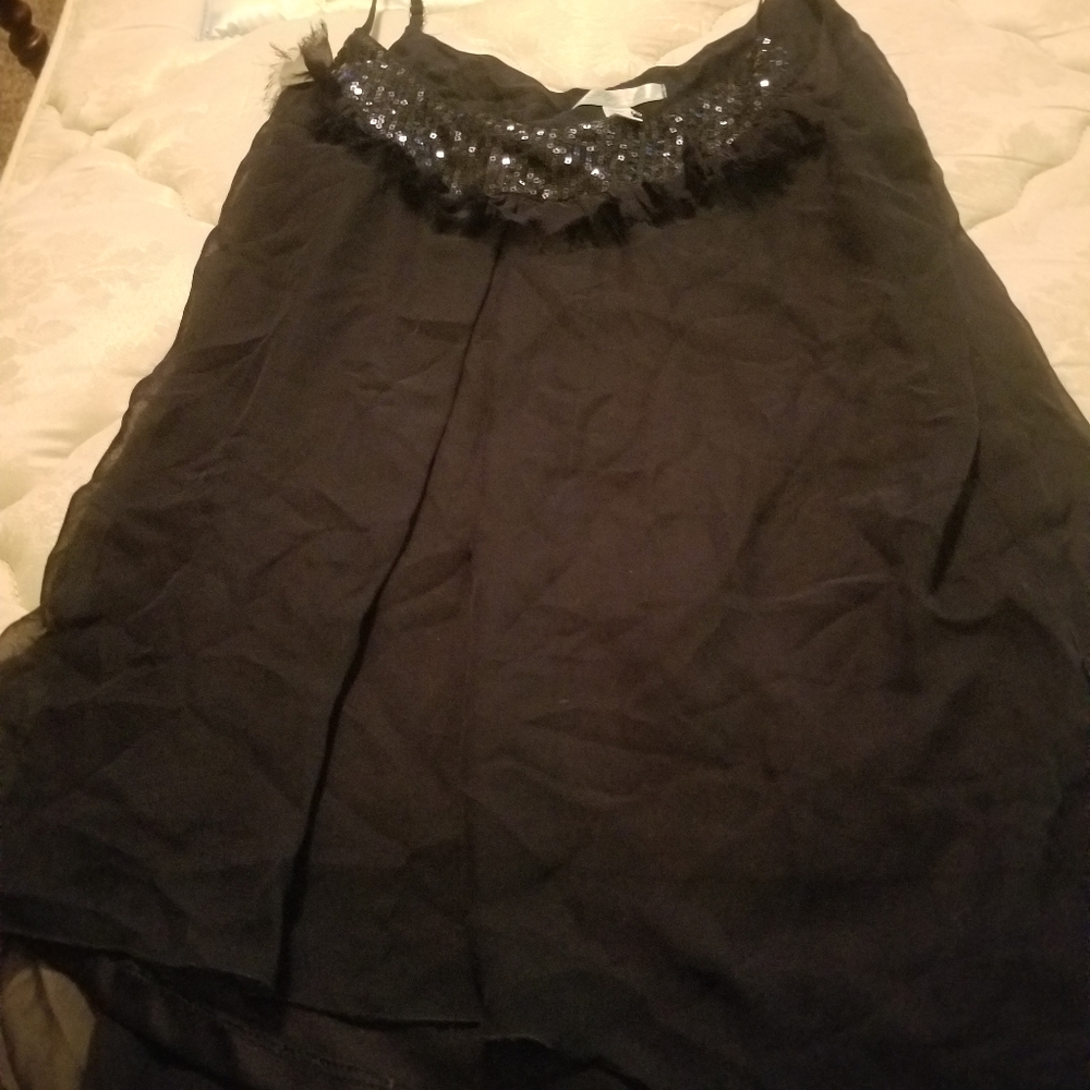 blue sparkly embellished tank top size large